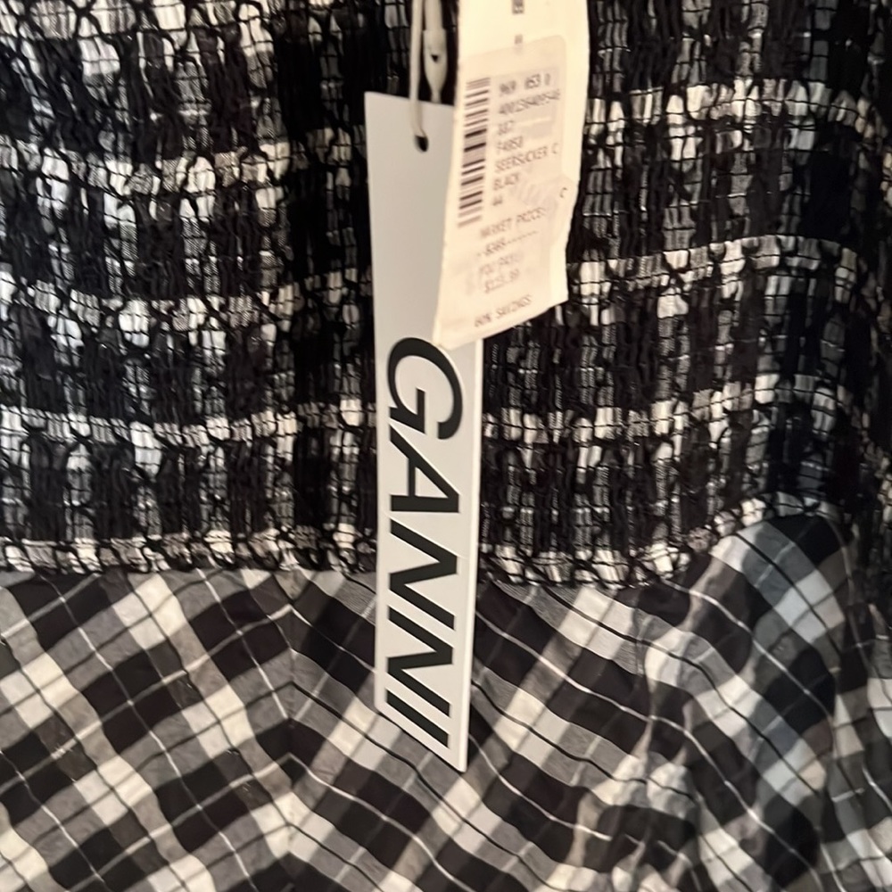 Ganni Black and White Plaid Maxi Dress - Picture 6 of 7